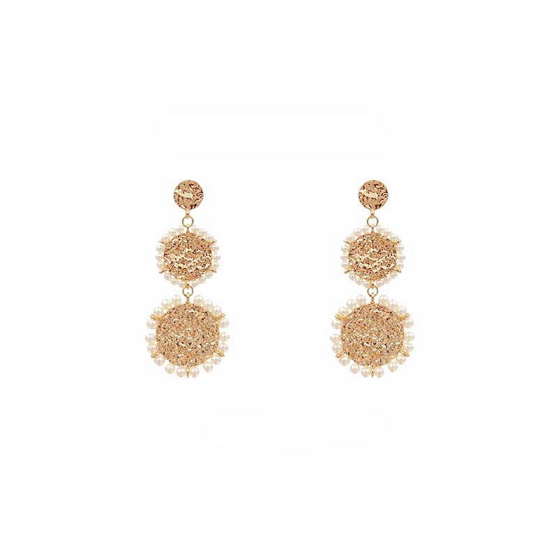 Pearl 3 Coin Earrings