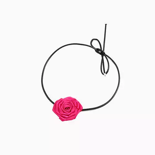 PU Leather Rope Rose Shape Necklace