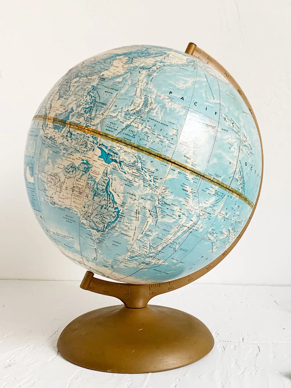 Rand McNally Vintage 1985 Blue Topographic Globe