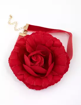 Red Flower Corsage Choker