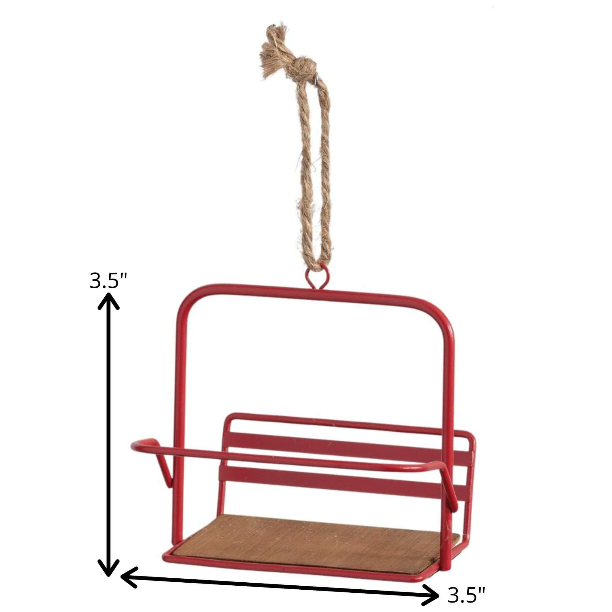 Red Metal Ski Lift Ornament