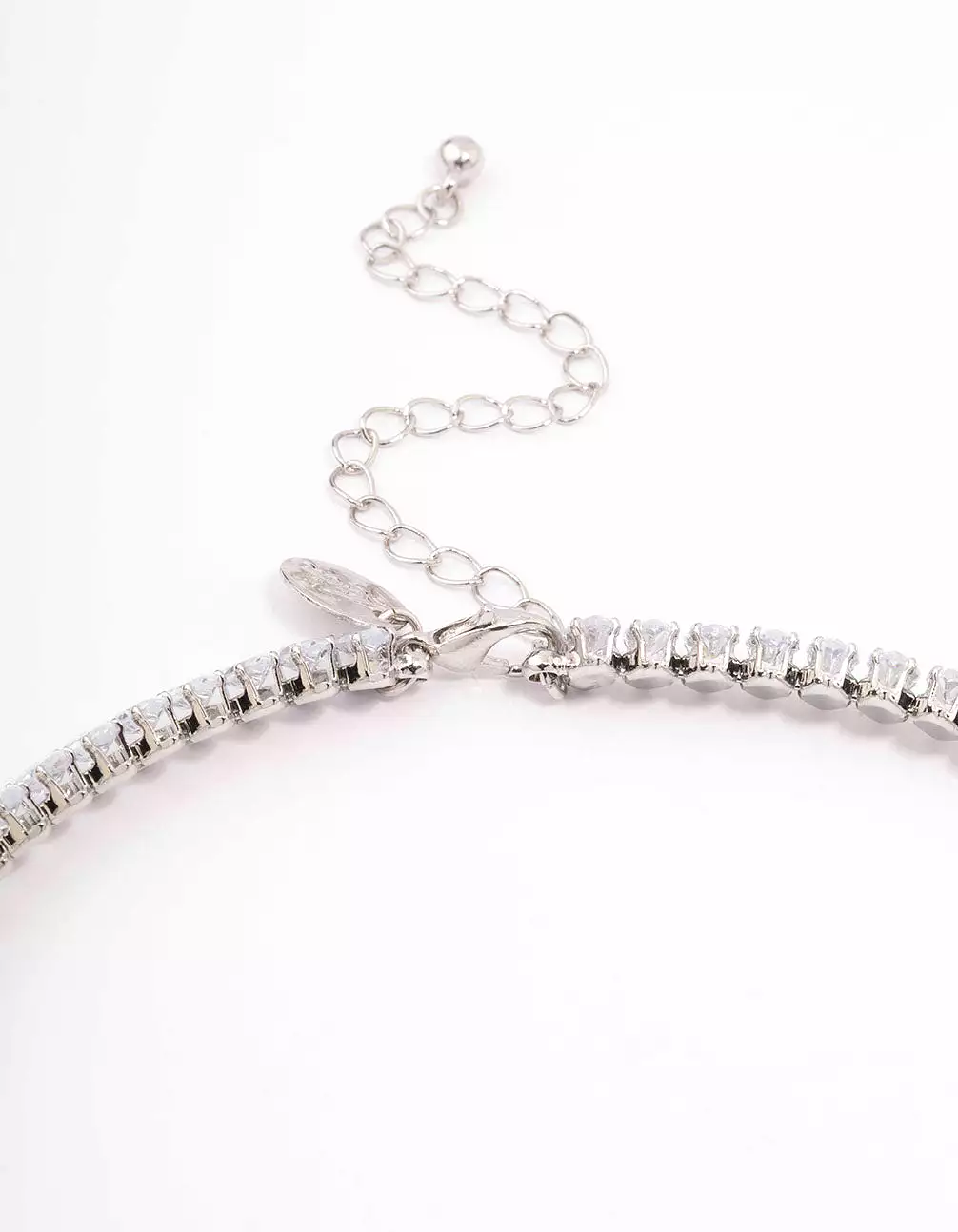 Rhodium Cubic Zirconia Navette Stone Choker