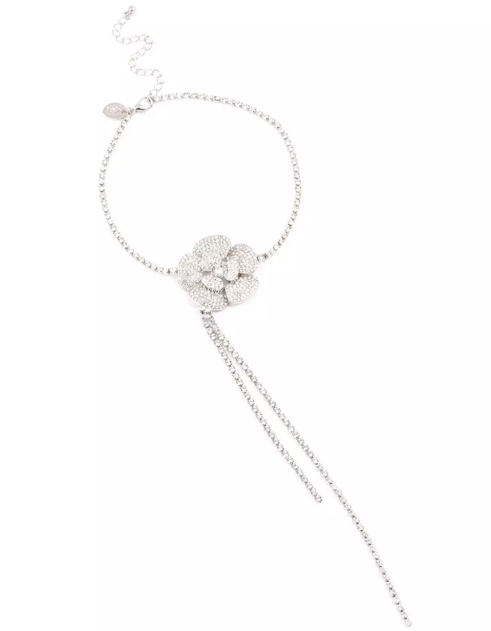 Rhodium Diamante Flower Choker