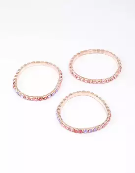 Rose Gold Diamante Stretch Bracelet 3-Pack