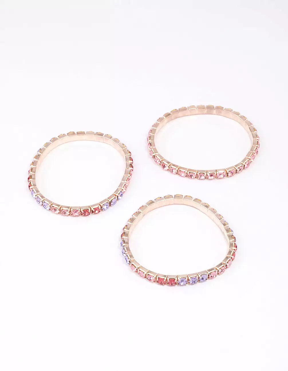 Rose Gold Diamante Stretch Bracelet 3-Pack