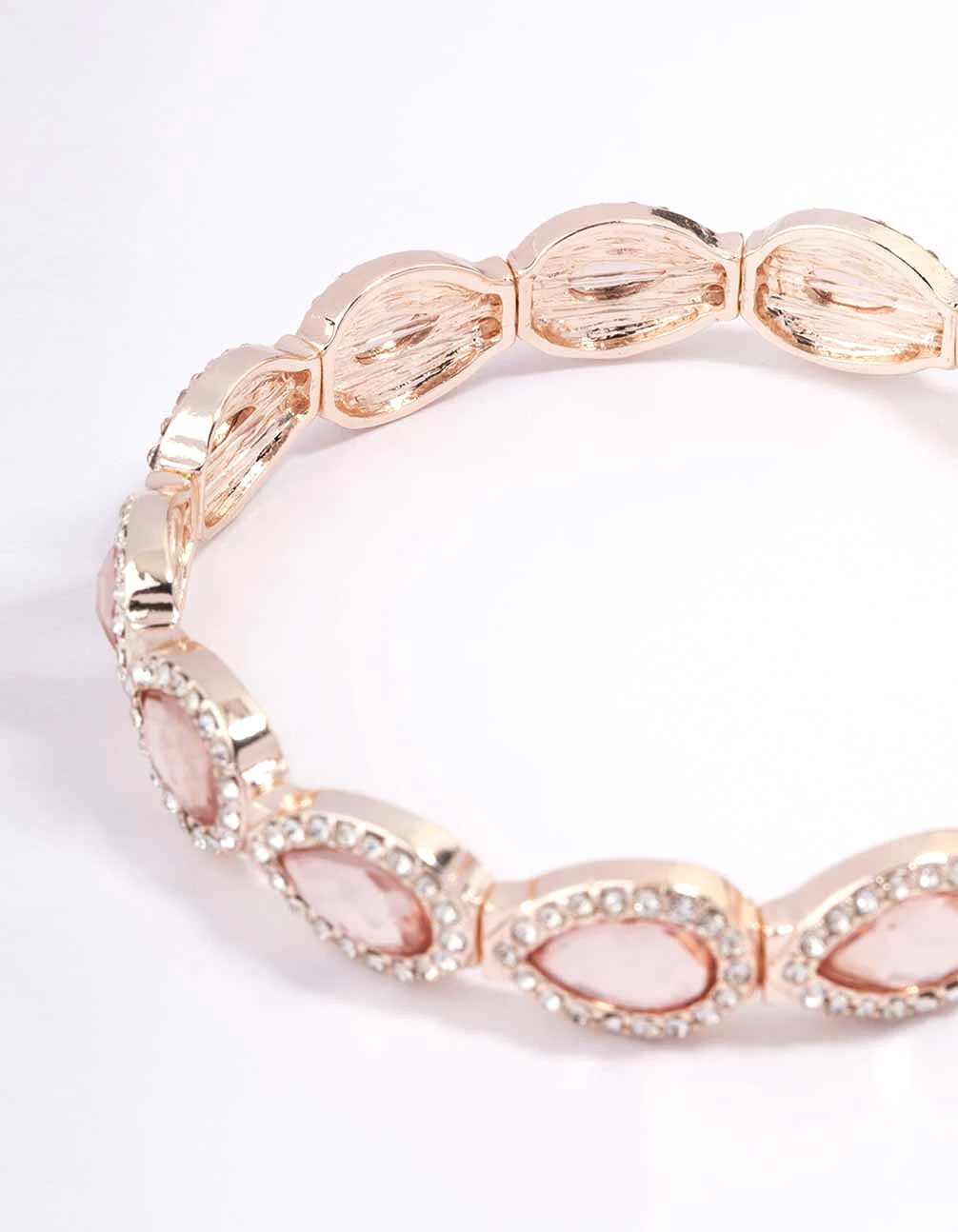 Rose Gold Marquise & Pink Diamante Stretch Bracelet