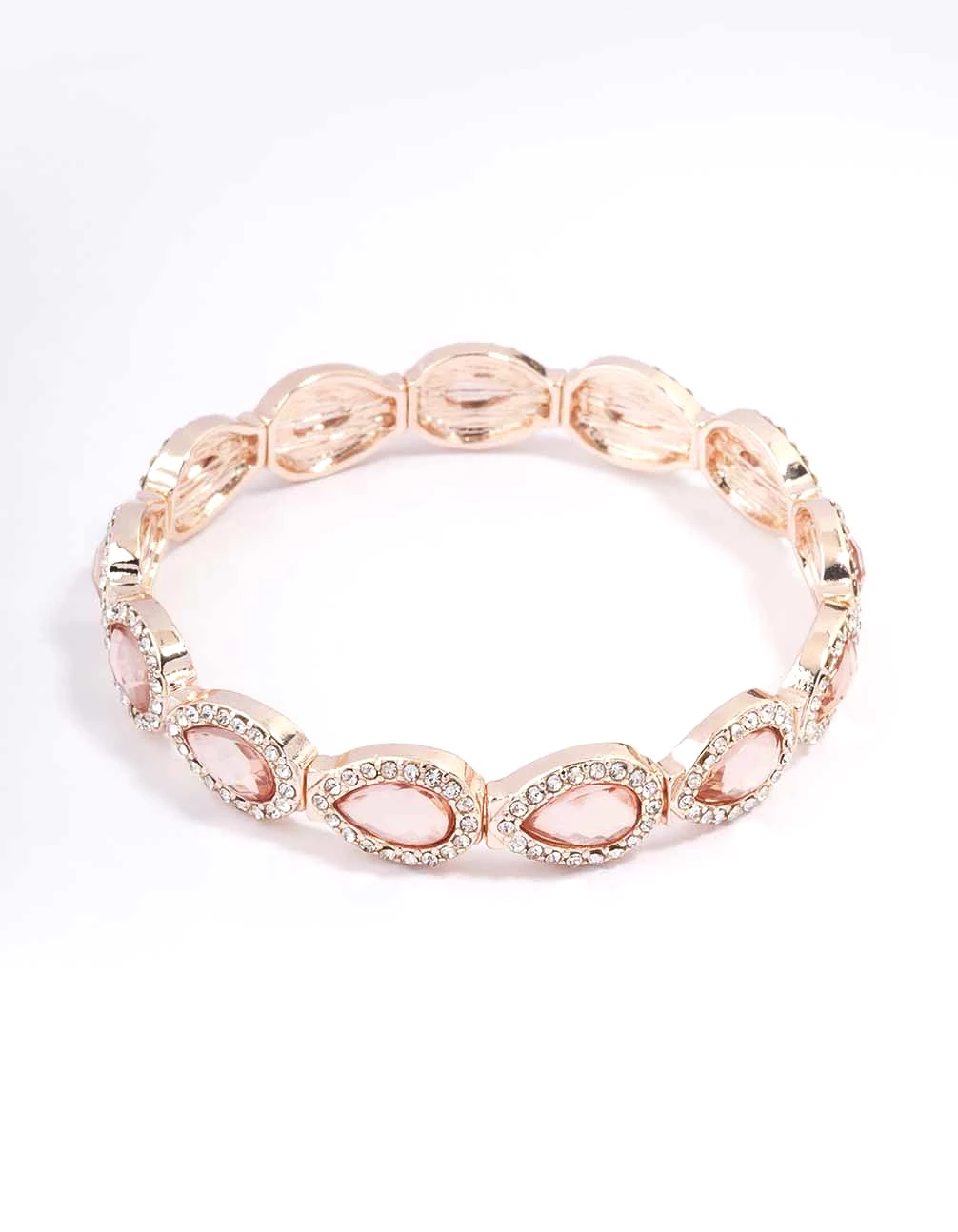 Rose Gold Marquise & Pink Diamante Stretch Bracelet