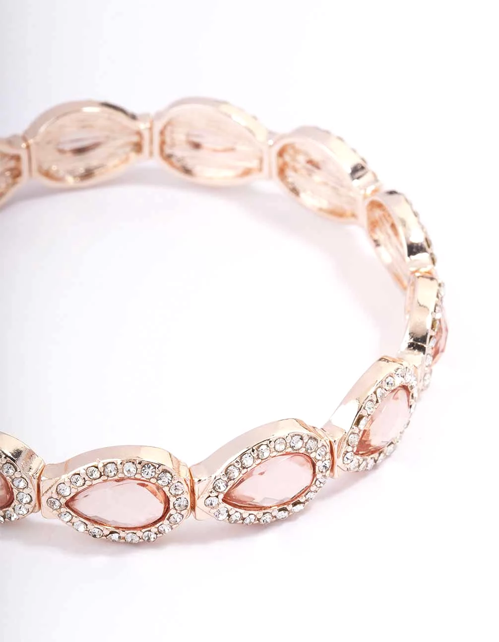 Rose Gold Marquise & Pink Diamante Stretch Bracelet