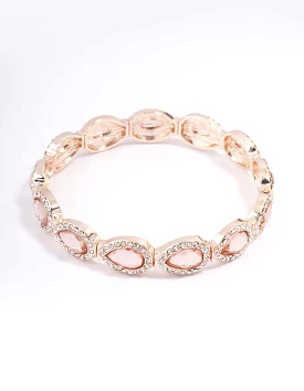 Rose Gold Marquise & Pink Diamante Stretch Bracelet