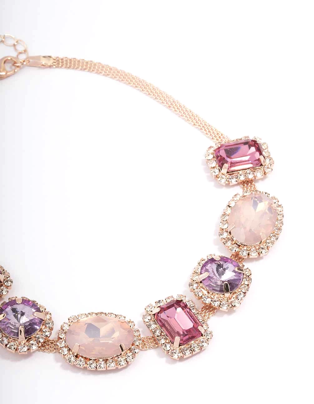 Rose Gold Pink & Purple Stone Choker