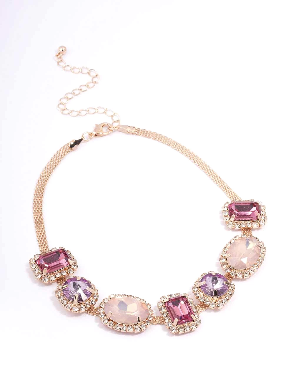 Rose Gold Pink & Purple Stone Choker