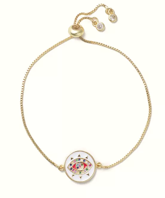 Siena Gold Slider Bracelet - White Eye