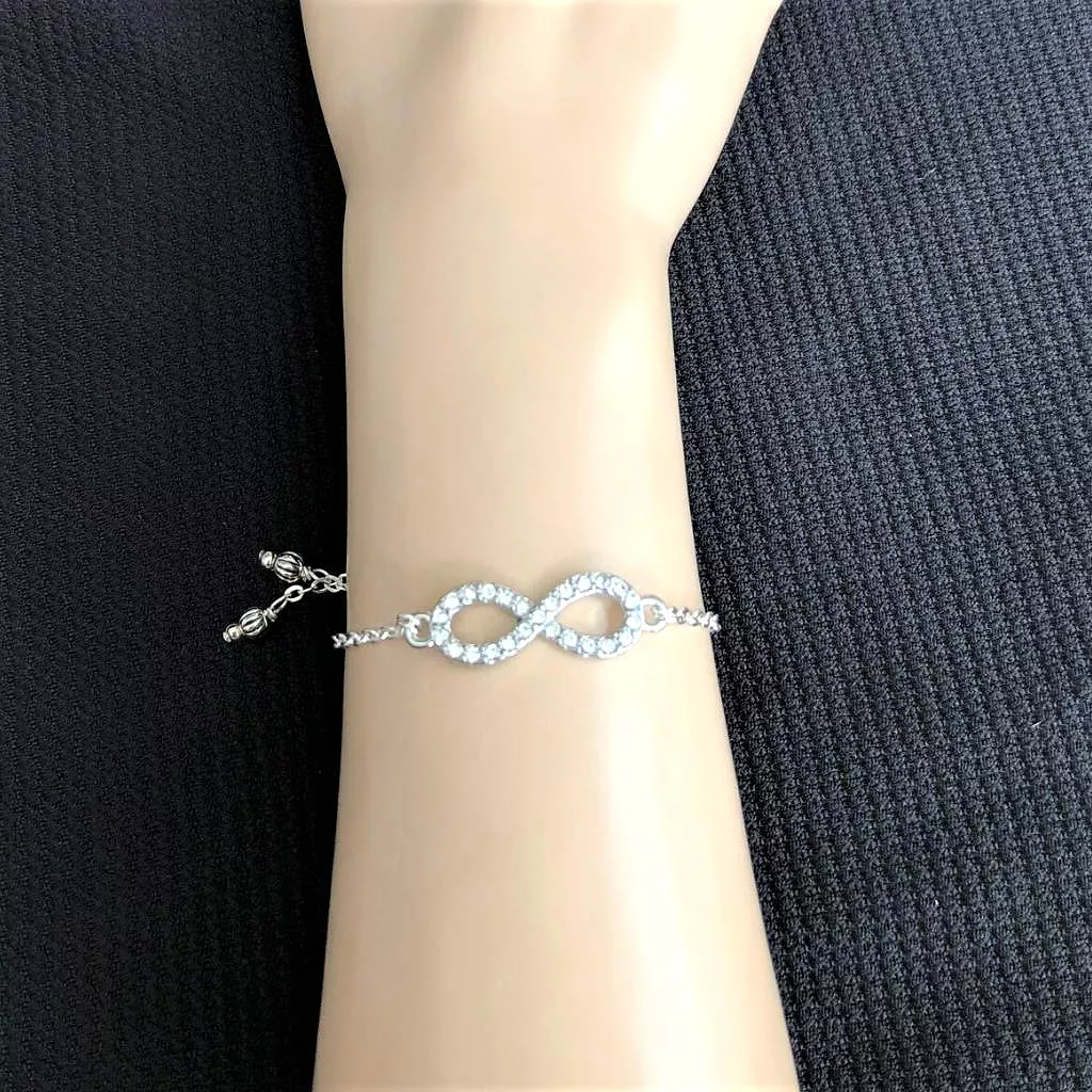 Silver Crystal Infinity Adjustable Bracelet