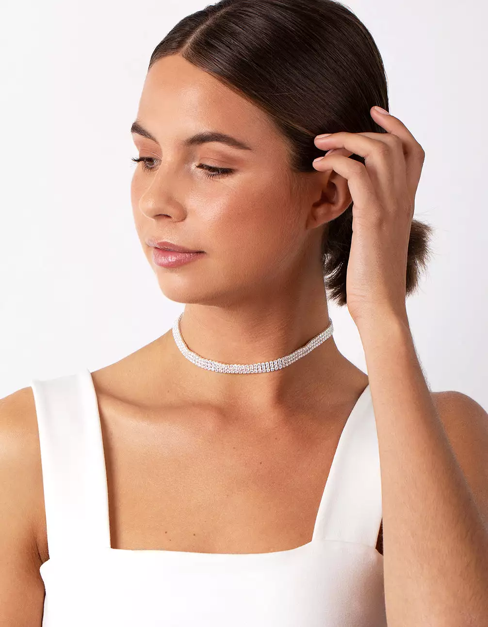 Silver Cubic Zirconia 3 Row Tennis Choker