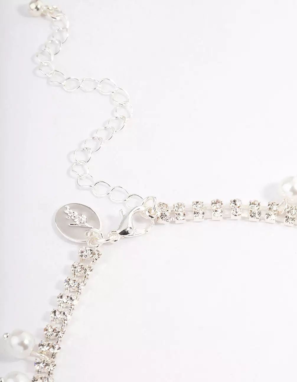 Silver Cupchain Pearl Tassel Choker