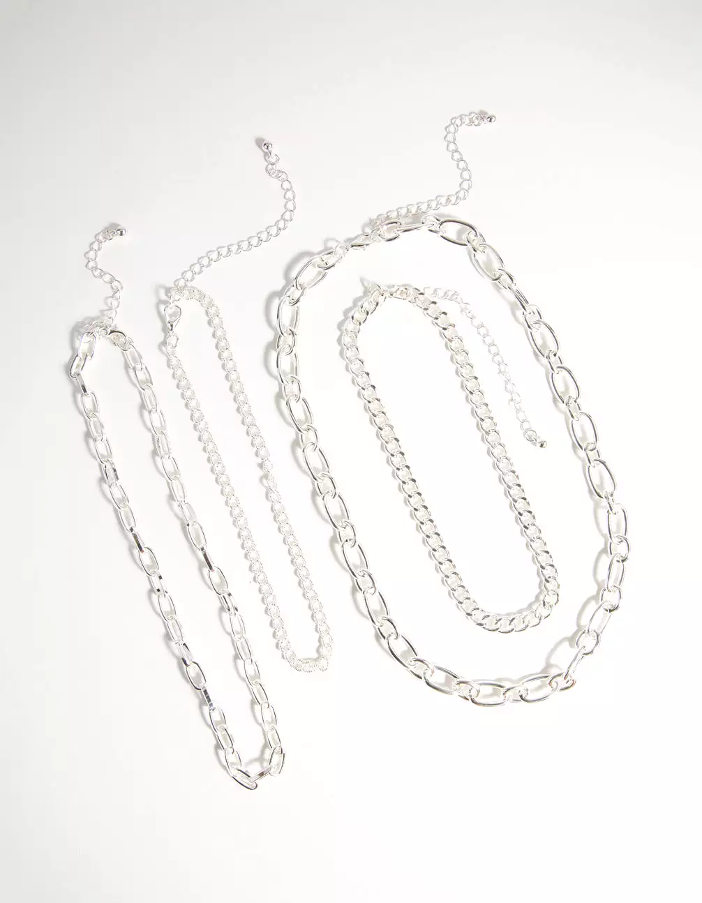 Silver Mixed Chain Choker 4-Pack