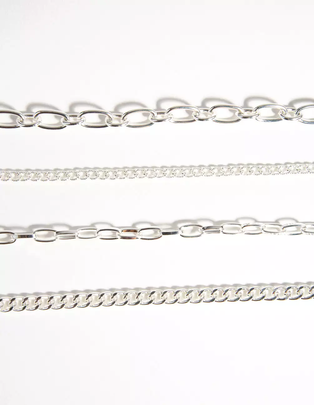 Silver Mixed Chain Choker 4-Pack