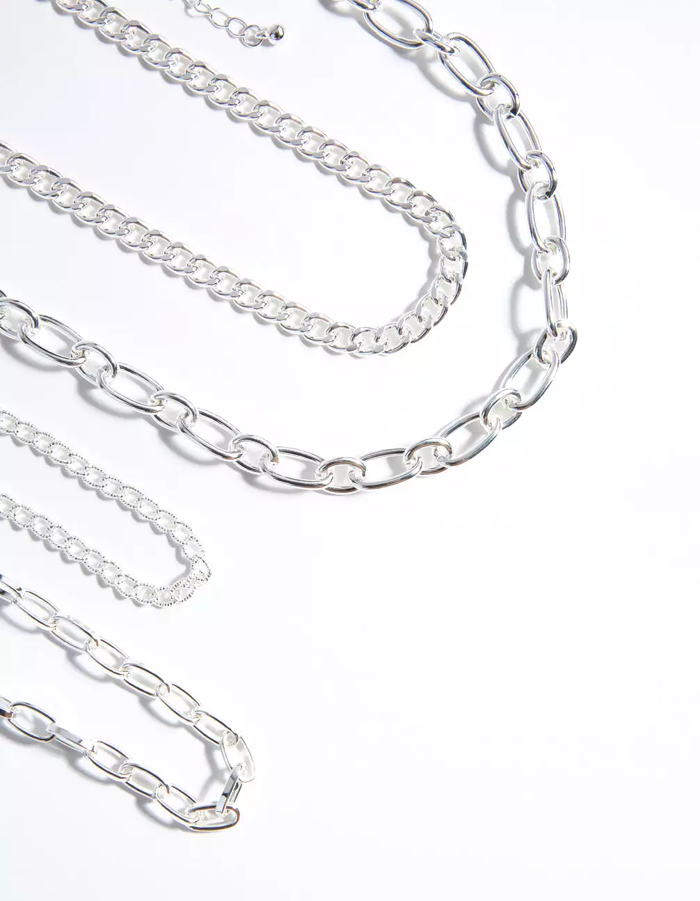 Silver Mixed Chain Choker 4-Pack