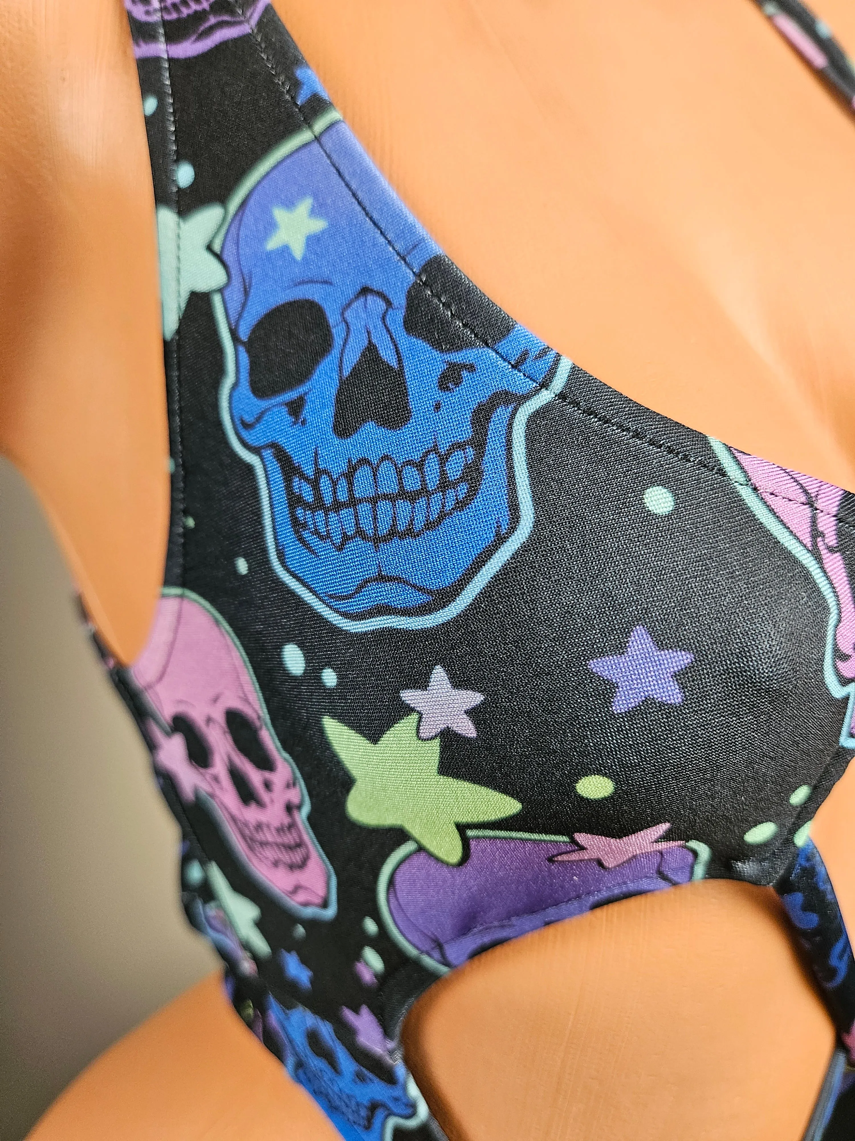 Skull Print X Back Monokini