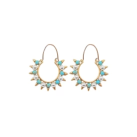 Spike Stone Open Circle Earrings