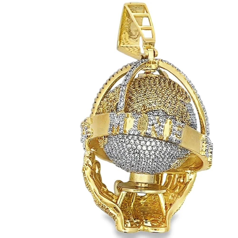 Spinning Globe CZ Hip Hop Iced Out Pendant