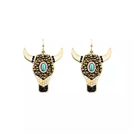 Steerhead Gold and Turquoise Earrings