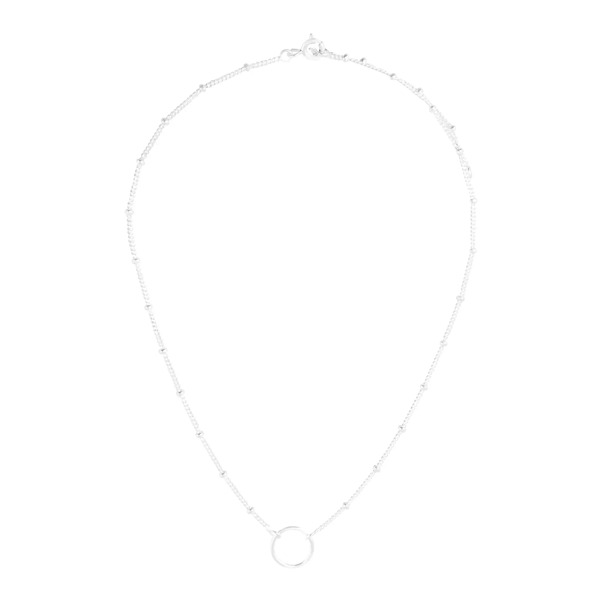 Sterling Silver Open Circle & Metal Bead Choker