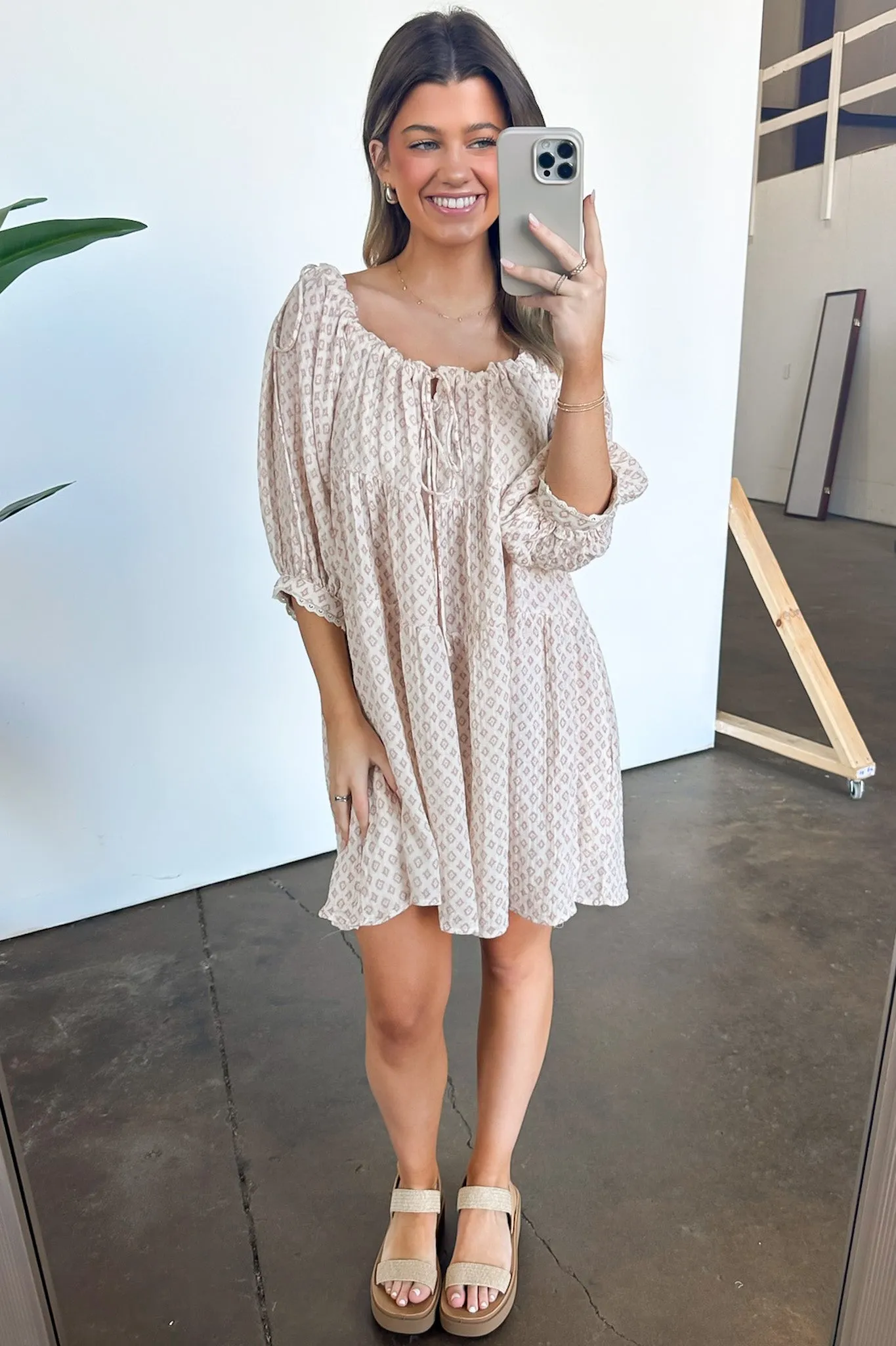 Sweet Composure Geo Print Flowy Dress