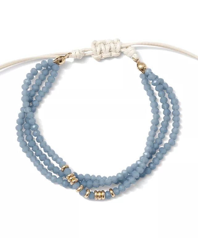 Triple Crystal Adjustable Bracelet - Light Blue