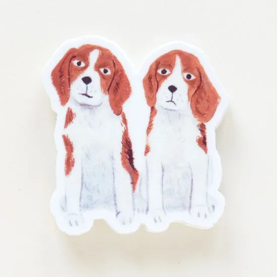 Twin Pups Illustrated Beagle Puppy Die Cut Vinyl Sticker