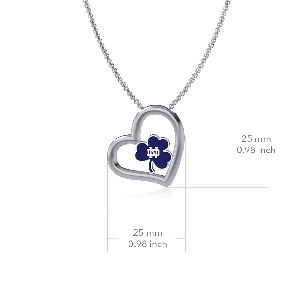 University of Notre Dame Shamrock Heart Necklace - Enamel