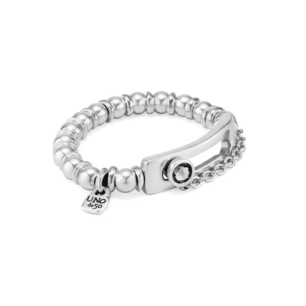 UNOde50 Silver EMPOWER Link Crystal Bracelet