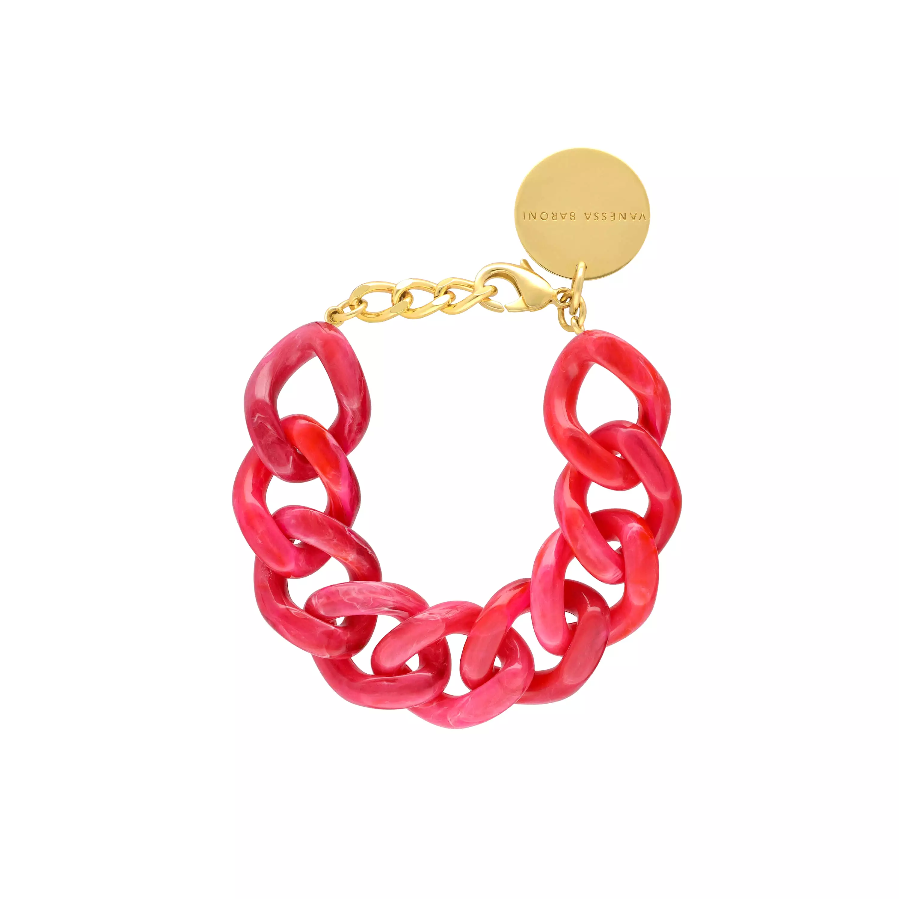 Vanessa Baroni Flat Chain Fushia Marble Bracelet