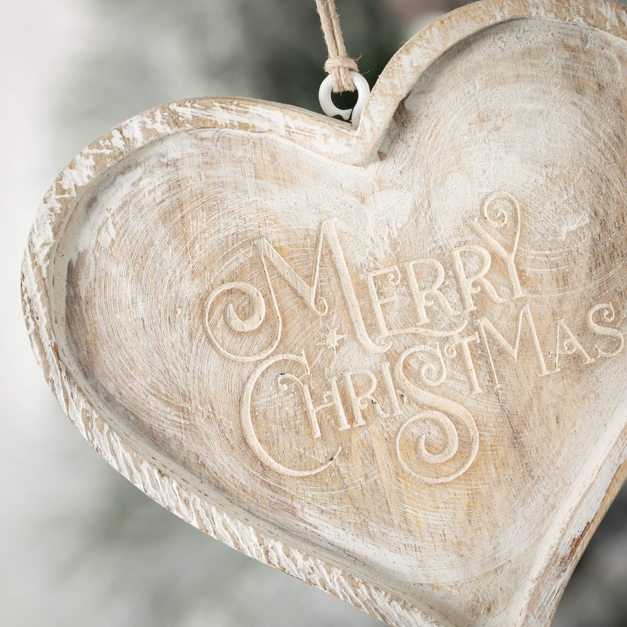 Whitewashed Heart Ornament